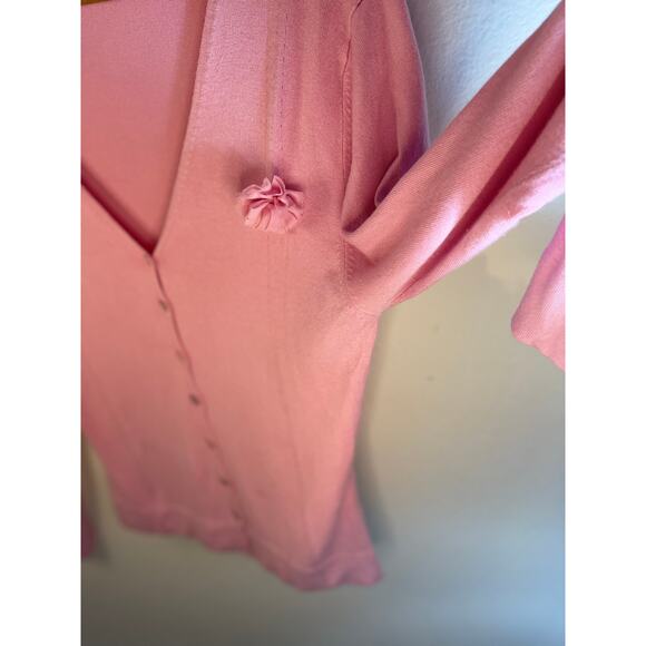 Pink BCBG Maxazria Y2K Granny Sweater Women Size L Office Modest Career Preppy - Picture 6 of 7